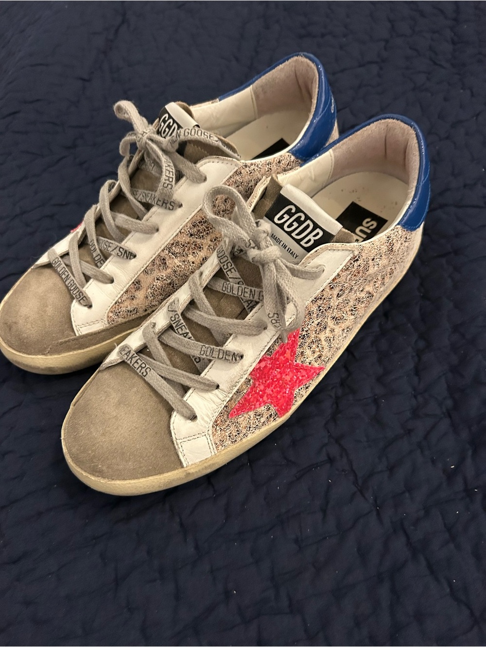 Golden Goose Women's Sneakers with Pink Star and Blue Heel